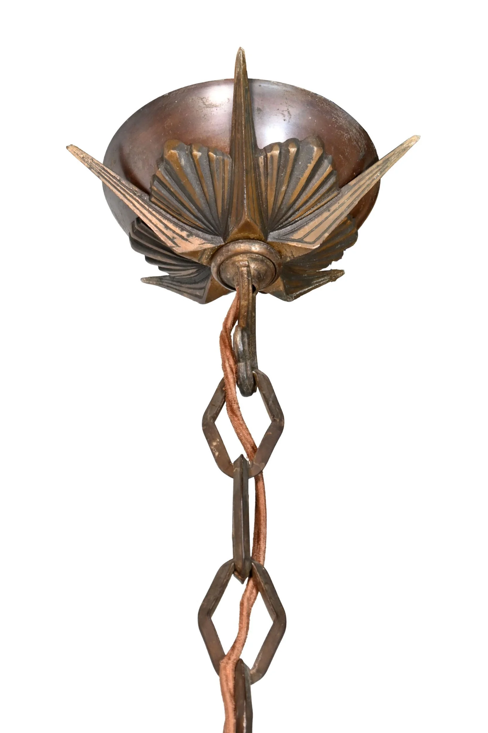 midwest manufacturing bronze art deco five slip shade chandelier